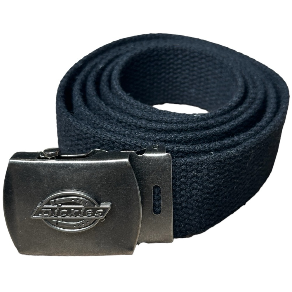 Dickies Men's Black Cotton Web Belt Canvas Military Buckle Workwear One Size